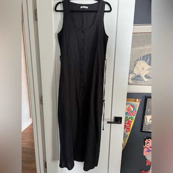 maxi dress cotton linen White Cotton Linen Blend Maxi Dress S main image 1